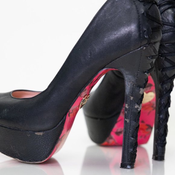 Betsey Johnson heel / Platform Heels / Leather Pump / Designer Shoe - Picture 6 of 7